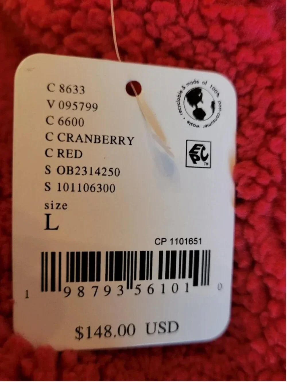 Free People NWT Movement Fleece Oversized Red Vest Back Logo size L